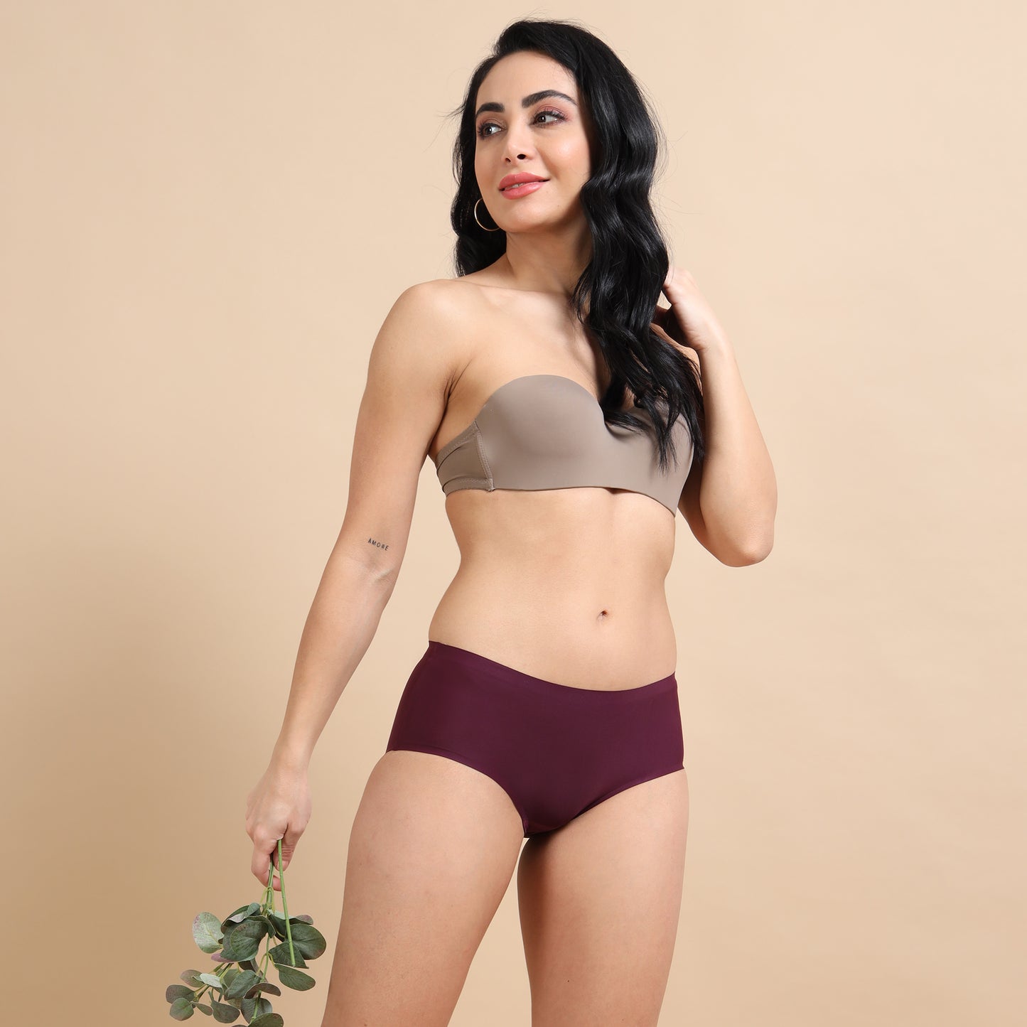 Ecstasy ECP81 Women's Wine Seamless Polyamide Hipster Panty