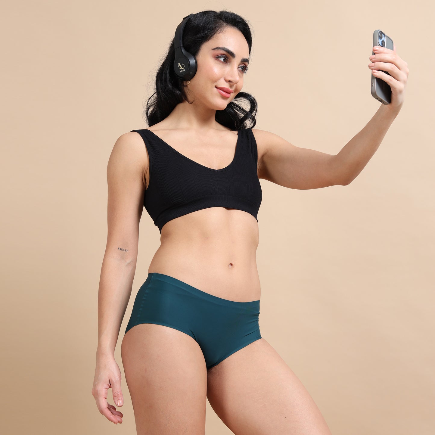 Ecstasy ECP81 Women's Green Seamless Polyamide Hipster Panty