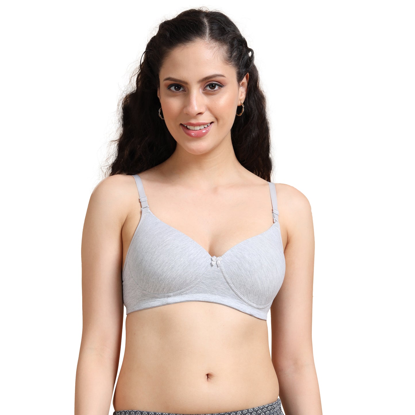 Ecstasy ECB100 Grey Mel Cotton Padded Bra – Multiway Fit with Everyday Ease