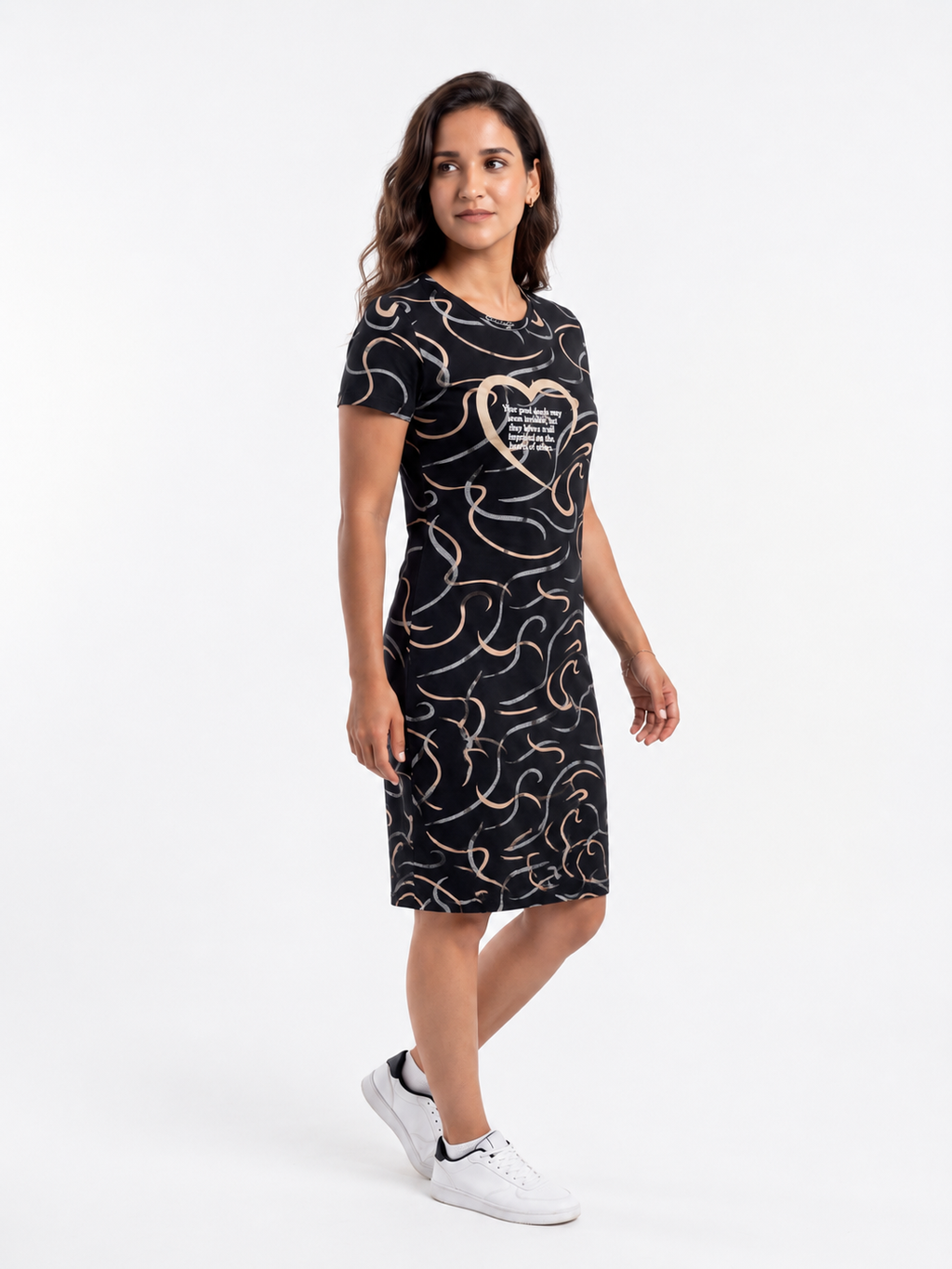 Cotton Top with Pyjama Night Suit - Black - 5309B