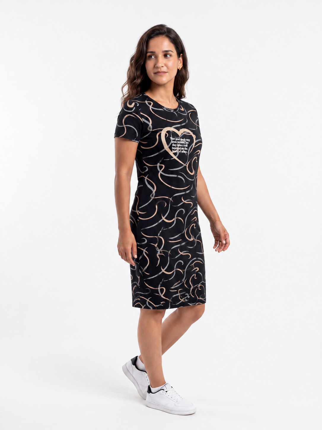 Cotton Top with Pyjama Night Suit - Black - 5309B