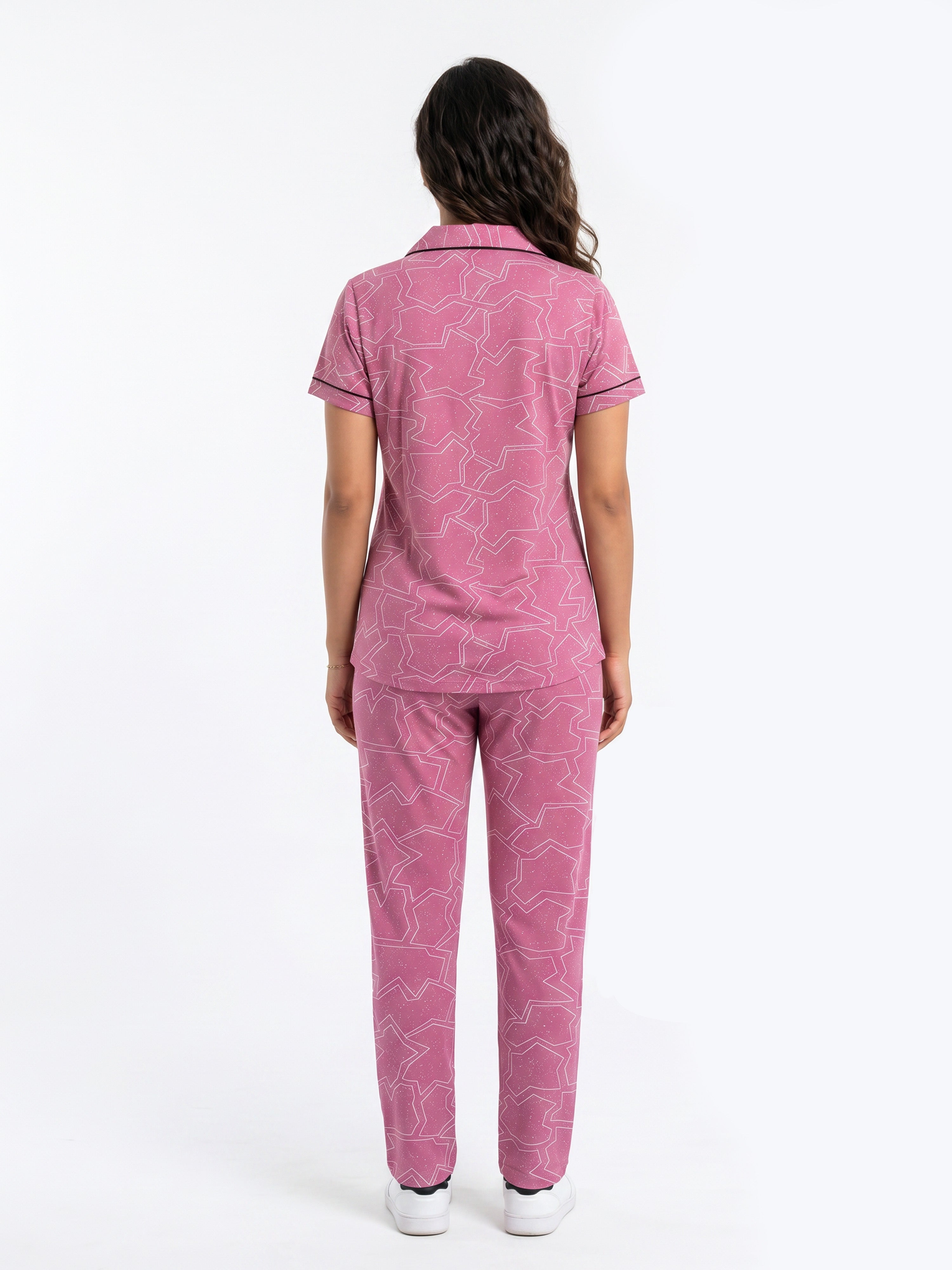 Cotton Top with Pyjama Night Suit - Pink - 5270A