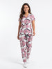 Cotton Printed Top with Pyjama Night Suit - Pink - SS3156A