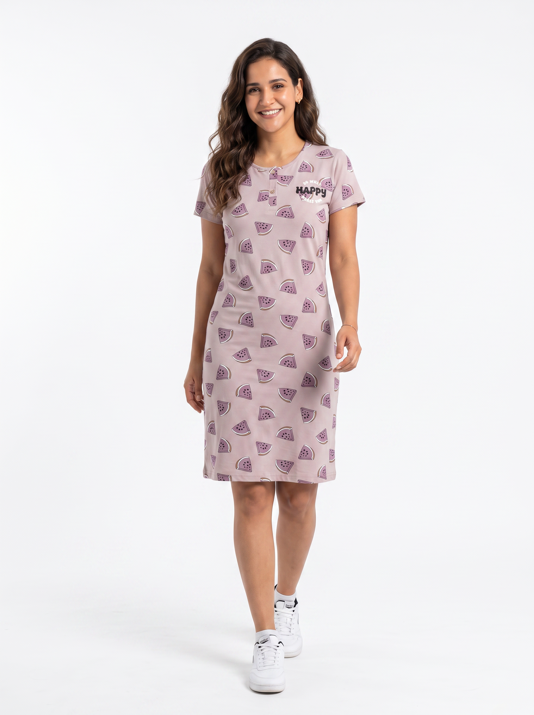 Cotton Top with Pyjama Night Suit - Pink - 5311A