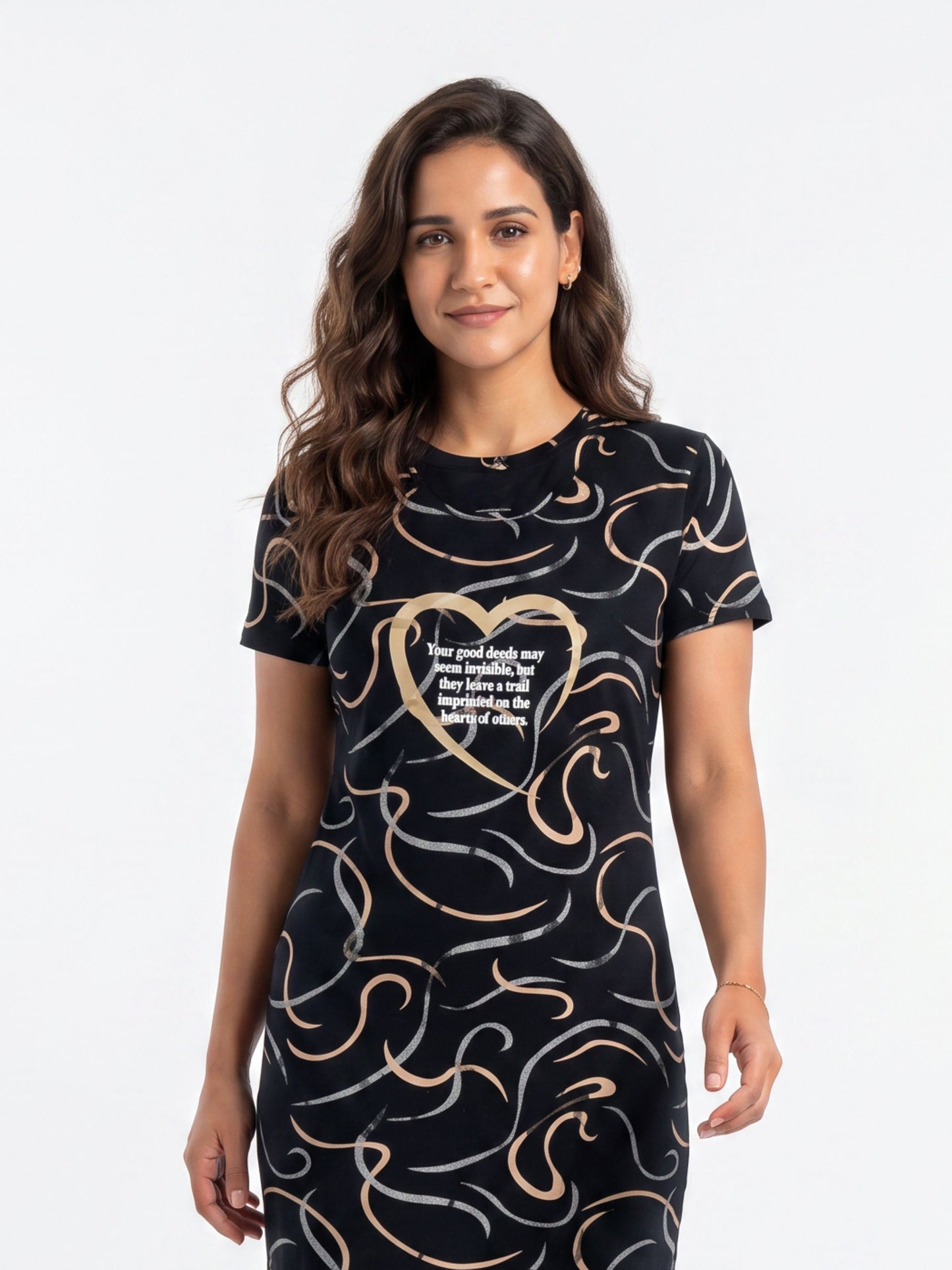 Cotton Top with Pyjama Night Suit - Black - 5309B