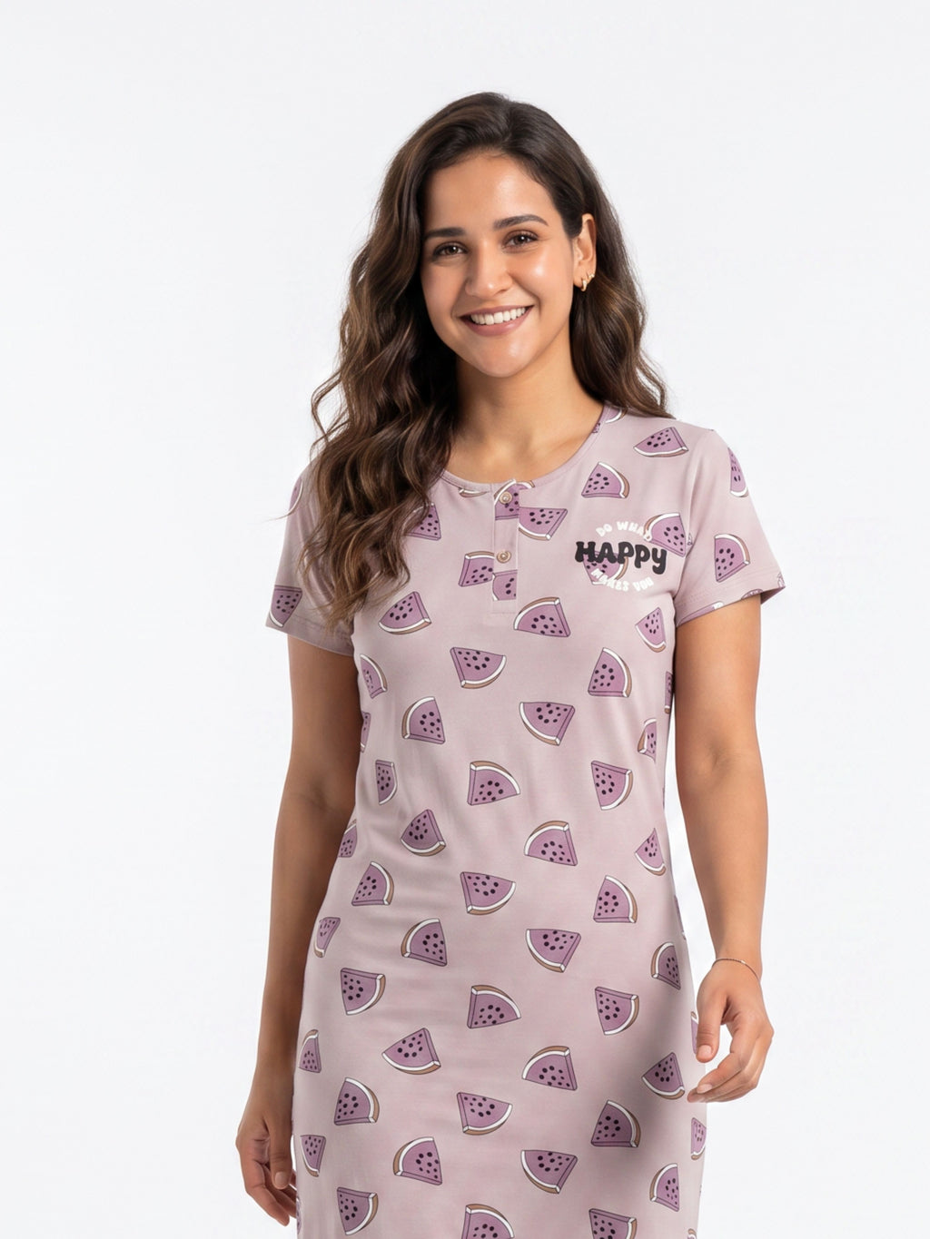 Cotton Top with Pyjama Night Suit - Pink - 5311A