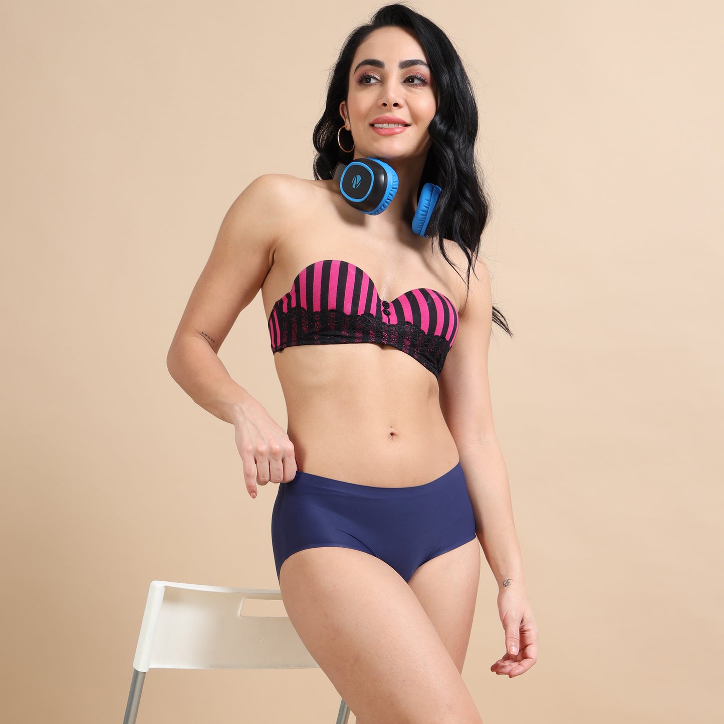 Ecstasy ECP81 Women's Navy Seamless Polyamide Hipster Panty