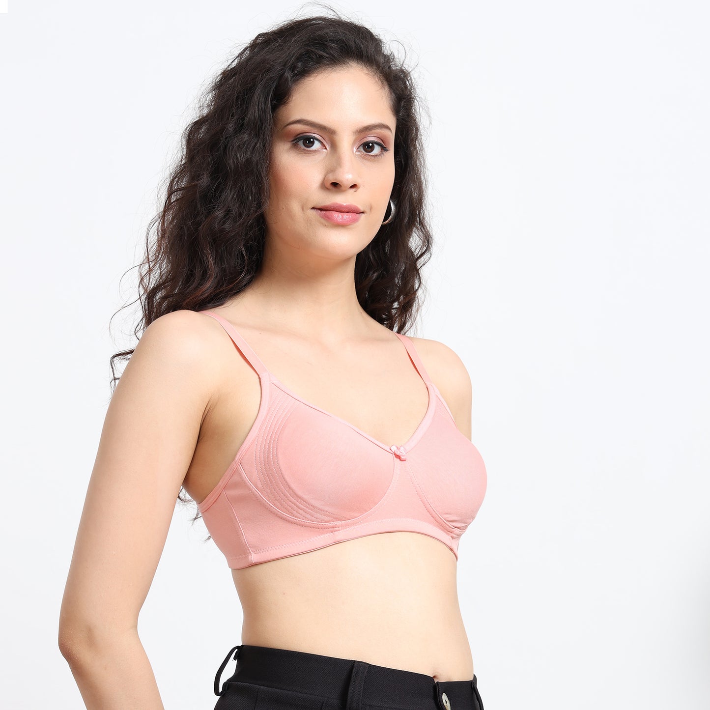 Ecstasy ECB003 Peach Cotton Bra – Side Support with Everyday Soft Comfort