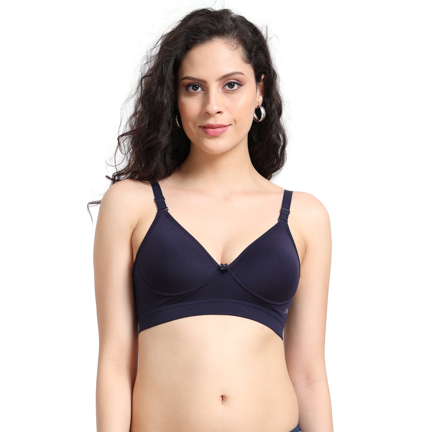 Ecstasy ECB101 Navy Blue Cotton Bra – Padded | Non-Wired | Removable Straps | Seamless Everyday Comfort