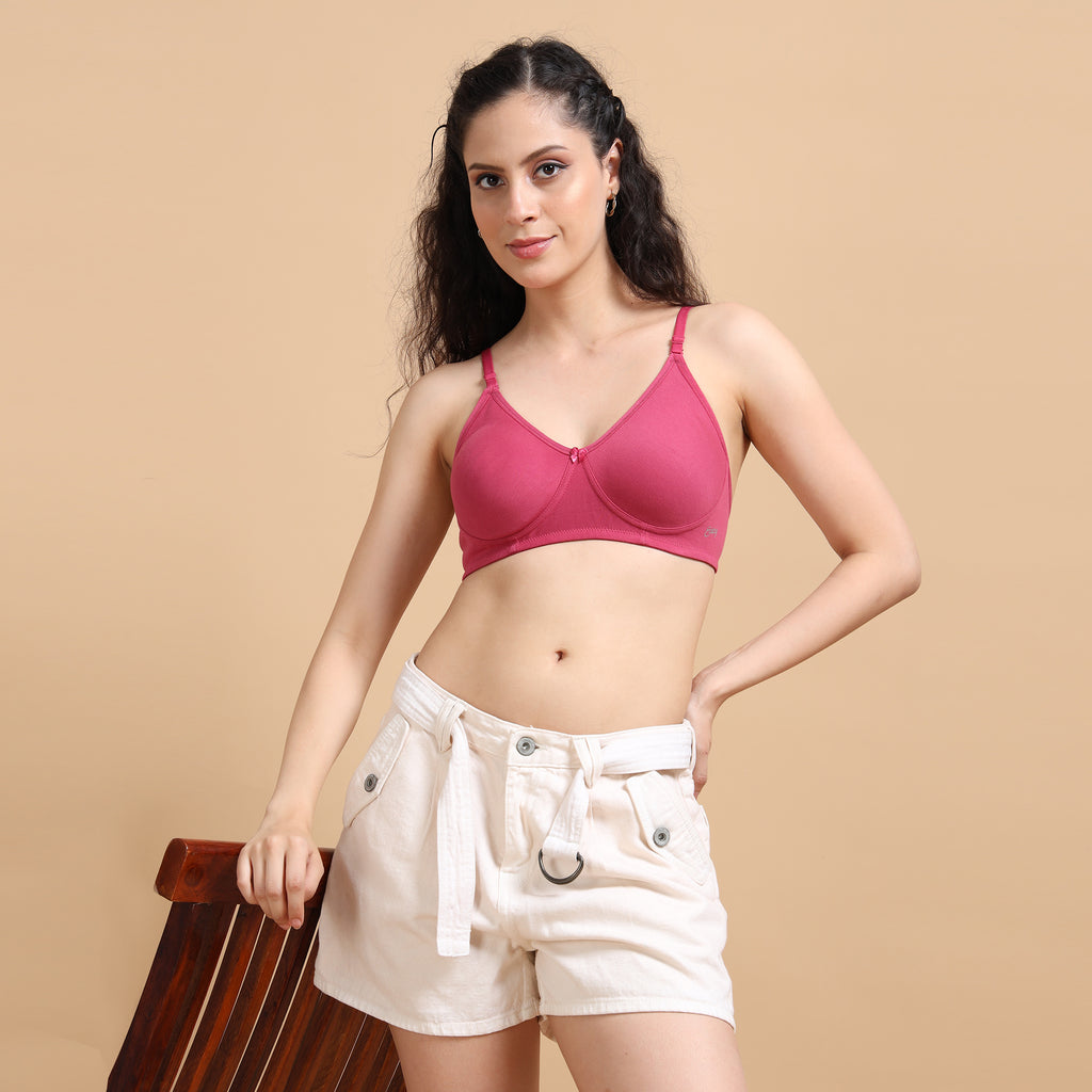 Ecstasy ECB001 Magenta Cotton Padded Bra – Everyday Support in Bold Comfort