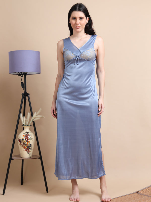 1519H-Grey 2Pc Long Nighty
