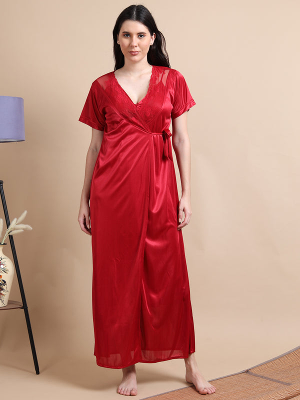 1510G-Wine 2Pc Long Nighty