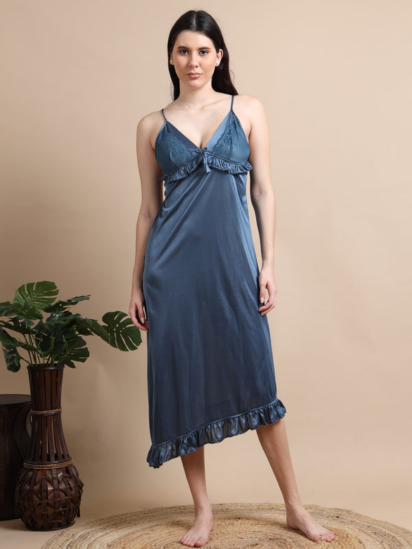 1907E-D Grey 2Pc Long Nighty