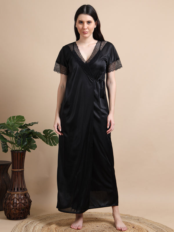 1770K-Black 2Pc Long Nighty