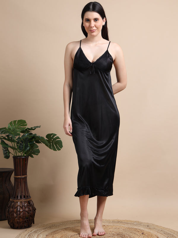 1770K-Black 2Pc Long Nighty