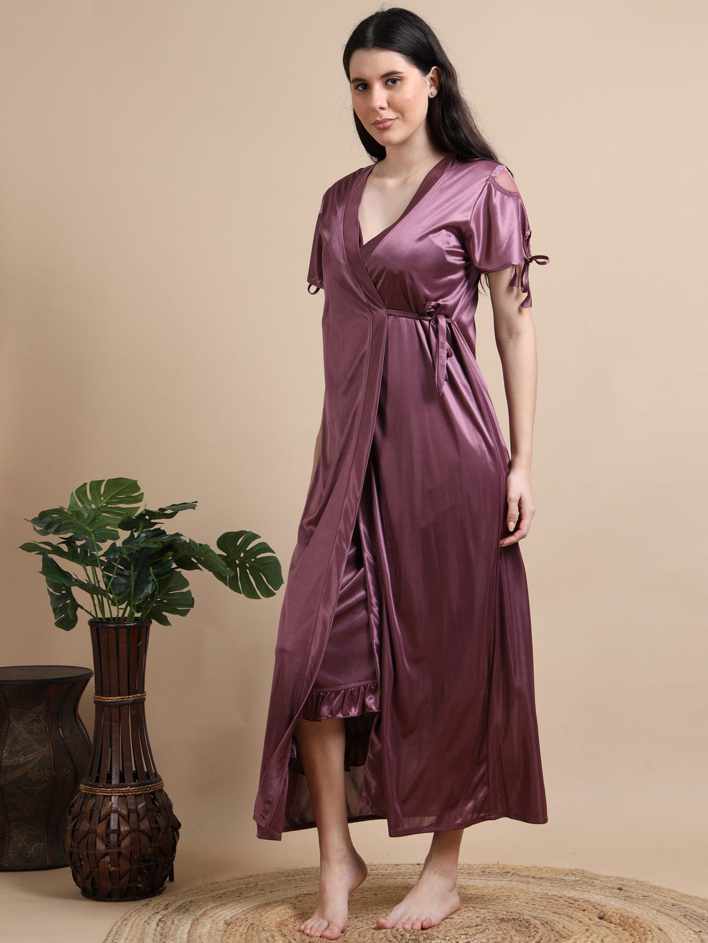 1510I-Purple 2Pc Long Nighty