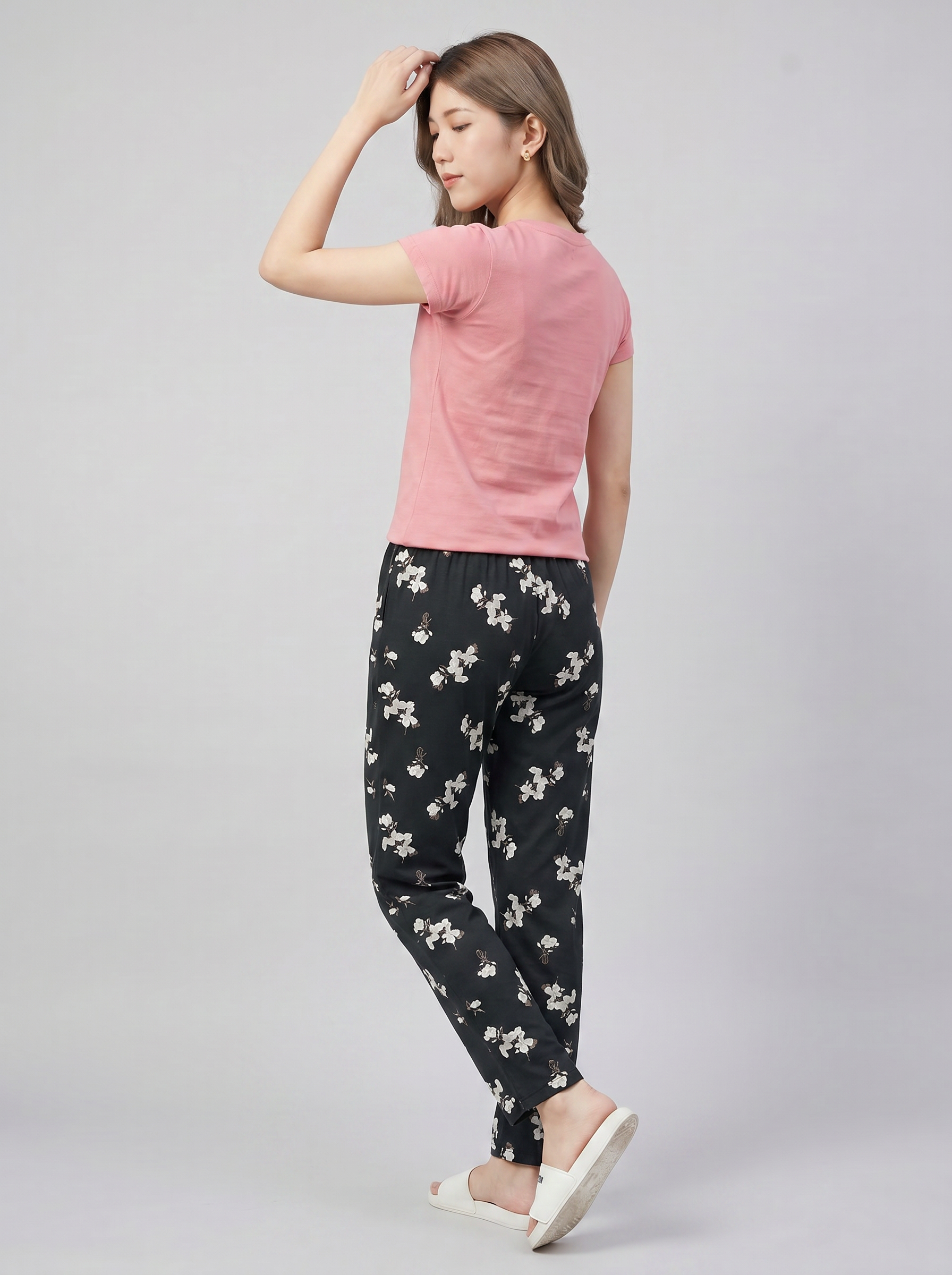Cotton Top with Pyjama Night Suit - Peach - 5344B