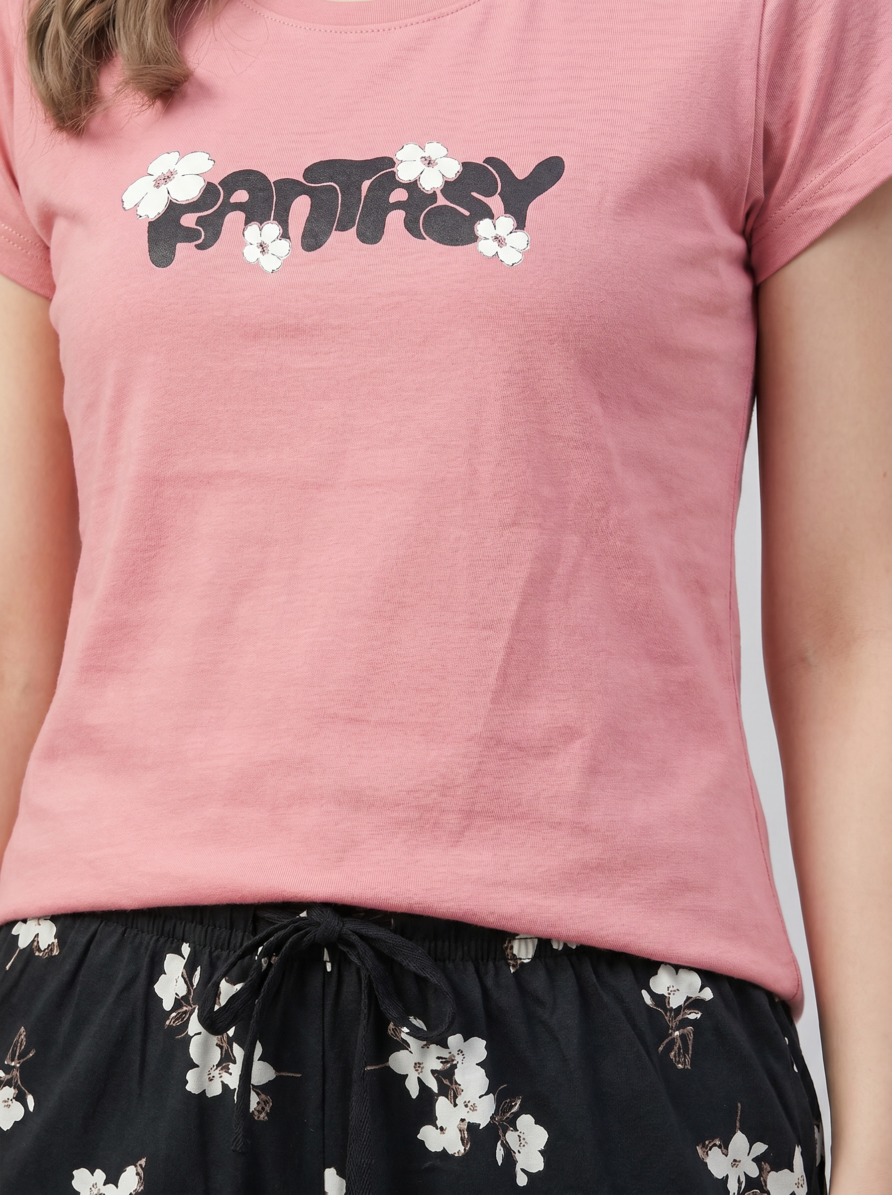 Cotton Top with Pyjama Night Suit - Peach - 5344B