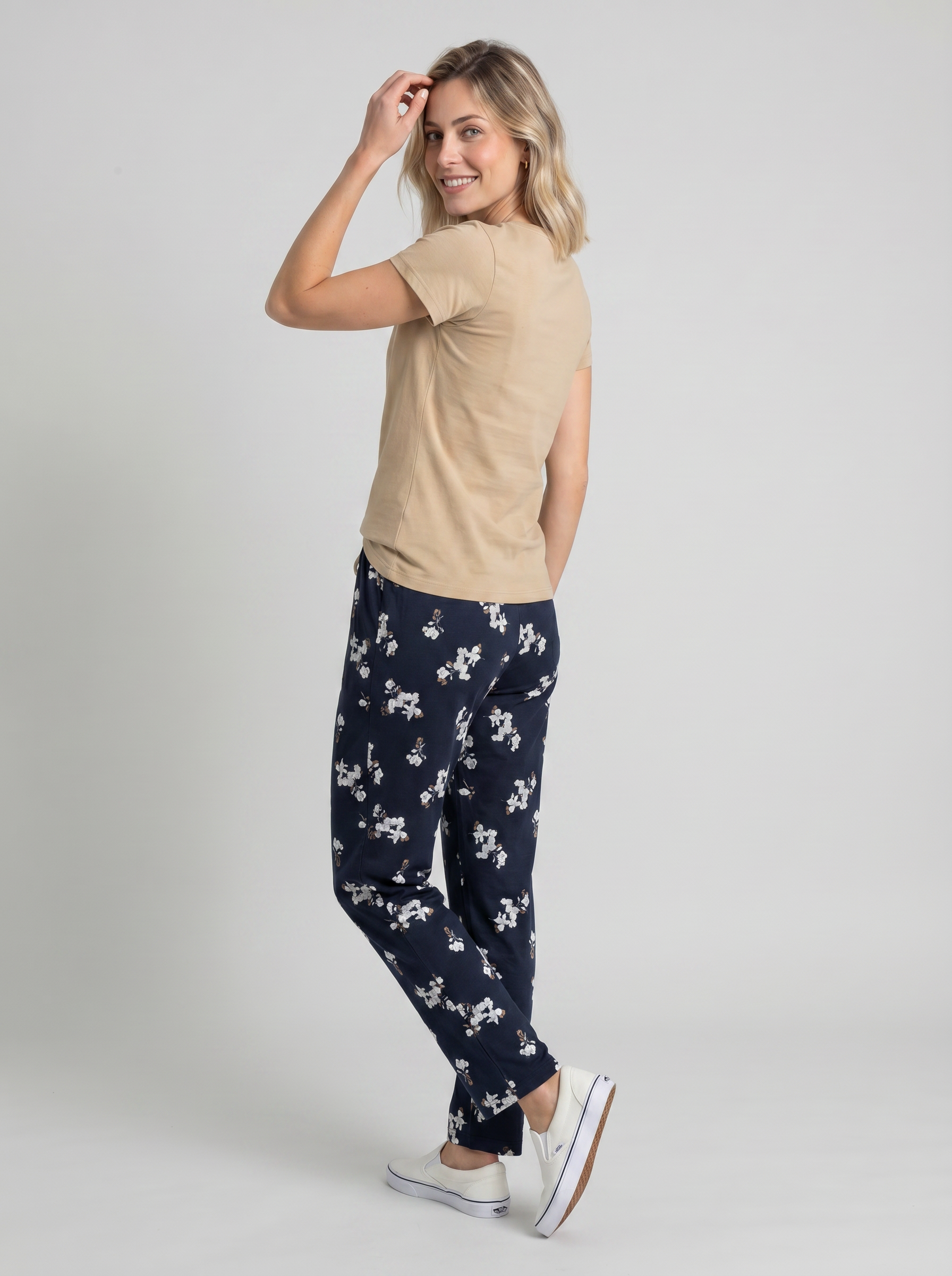 Cotton Top with Pyjama Night Suit - Sand - 5344A