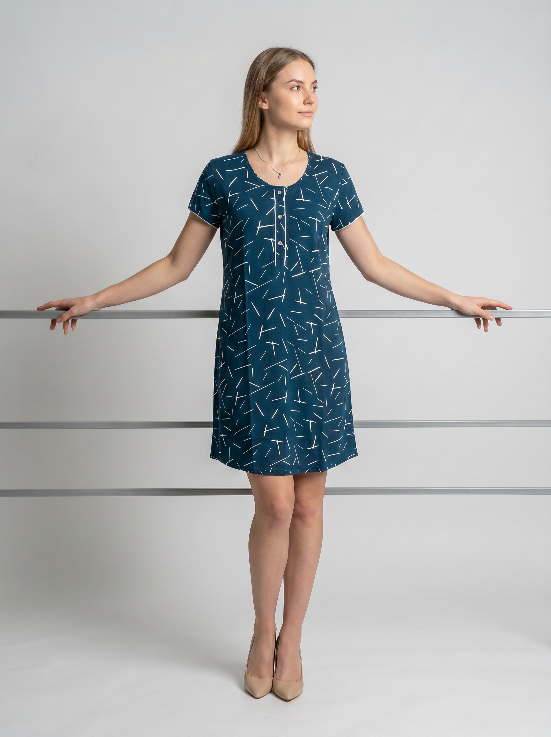 Cotton Top with Pyjama Night Suit - Navy Blue - 5028A