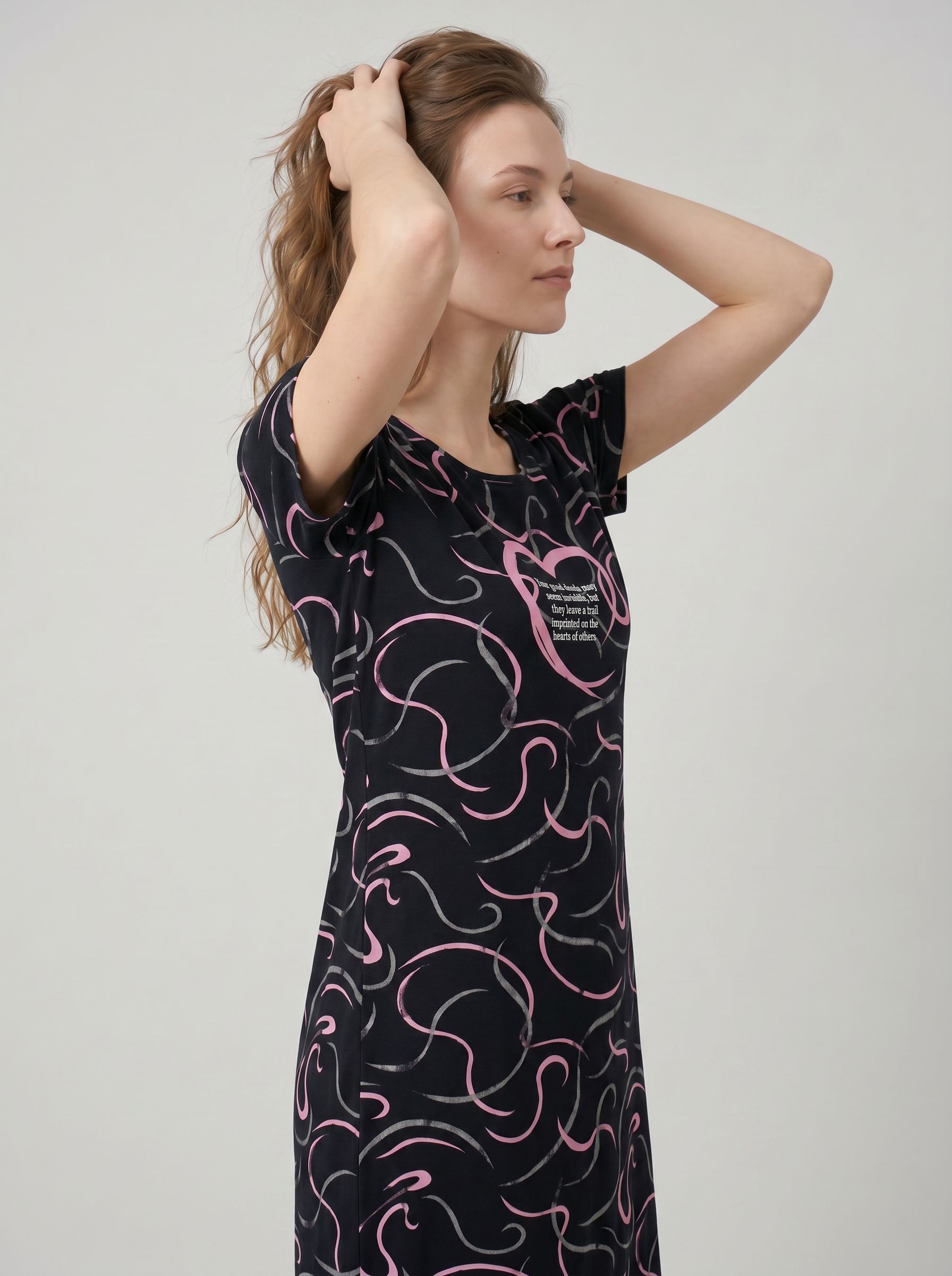 Cotton Top with Pyjama Night Suit - Black - 5309A
