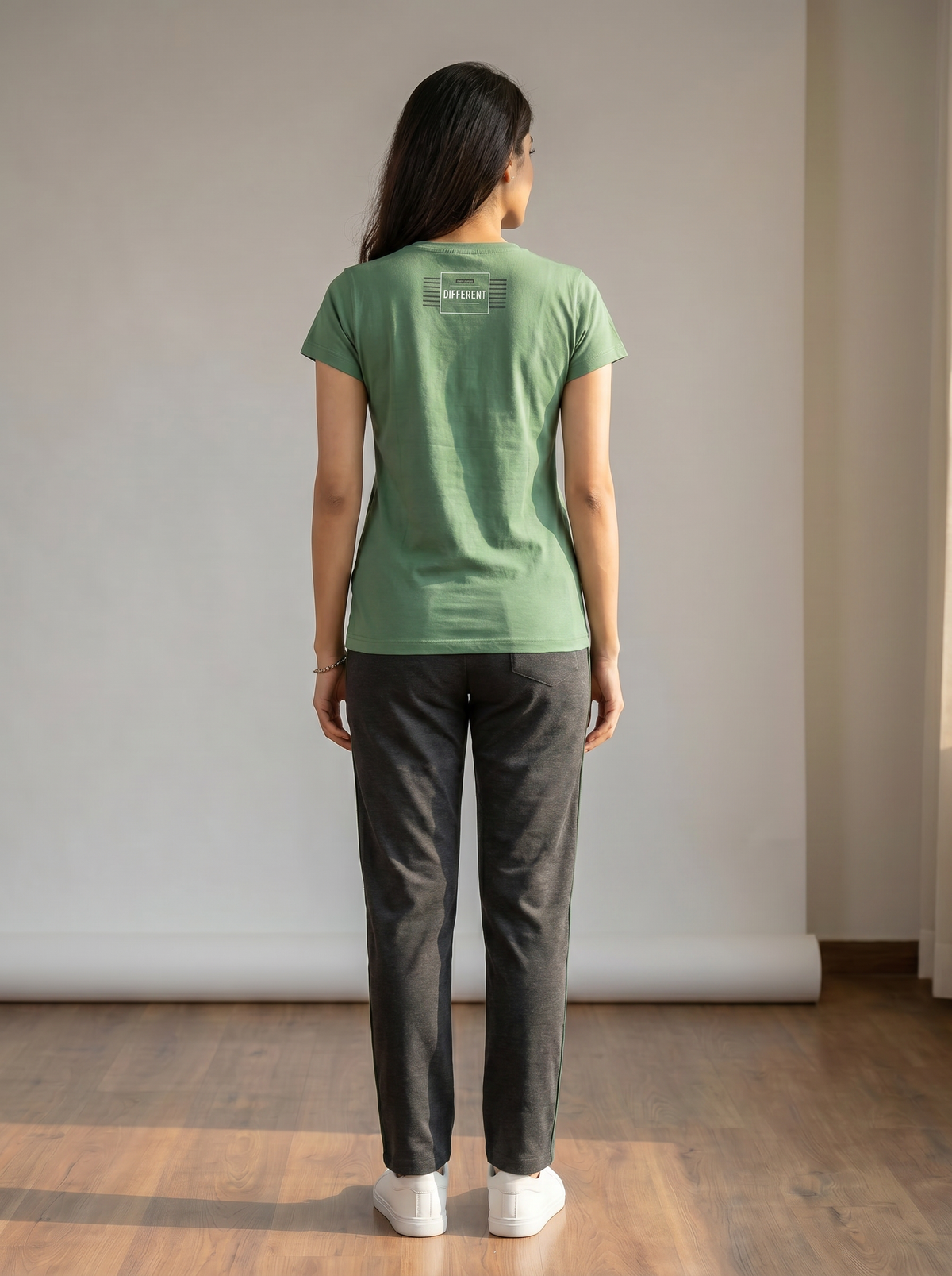Cotton Top with Pyjama Night Suit - Dark Green - 5066A