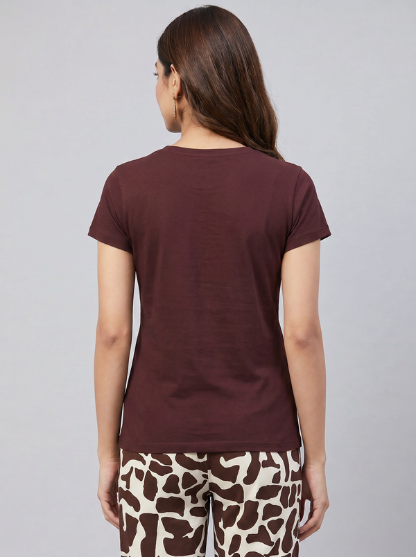 Cotton Top with Pyjama Night Suit - Wine - SS3096A