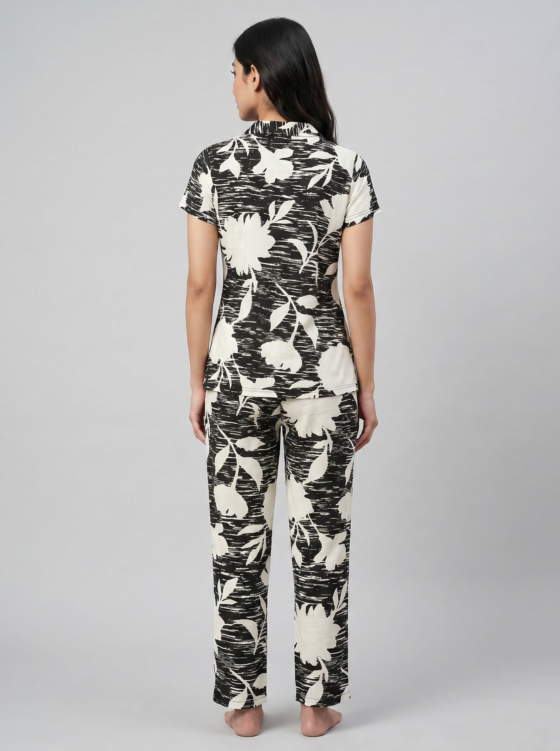 Cotton Top with Pyjama Night Suit - Cream - SS3133A