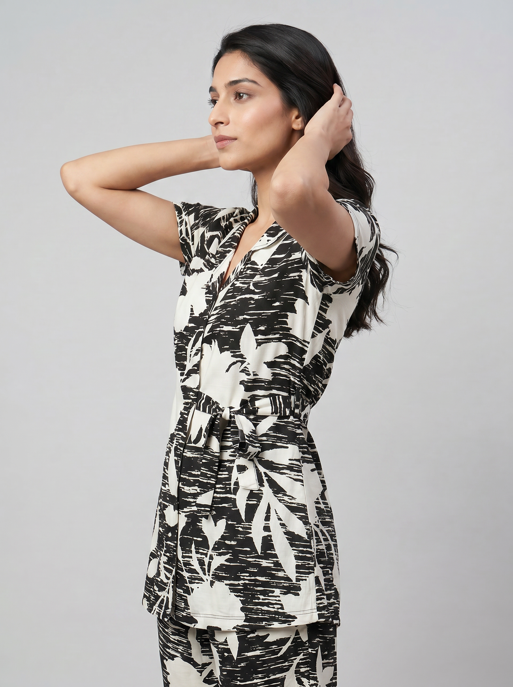 Cotton Top with Pyjama Night Suit - Cream - SS3133A