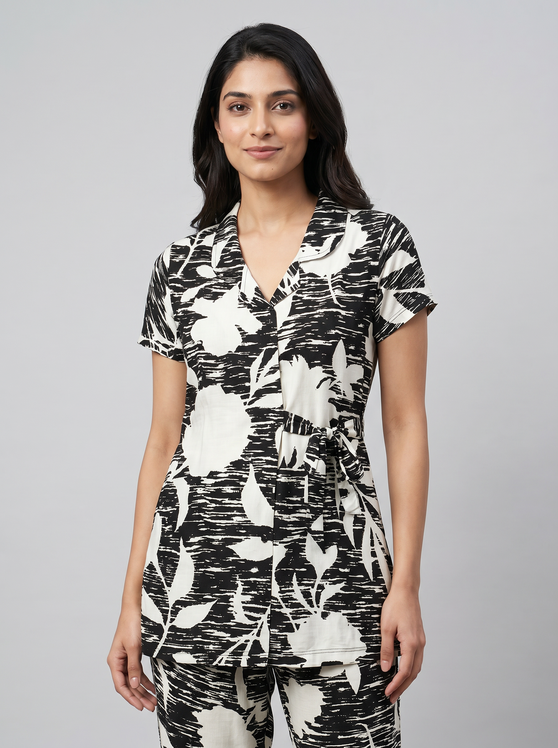 Cotton Top with Pyjama Night Suit - Cream - SS3133A