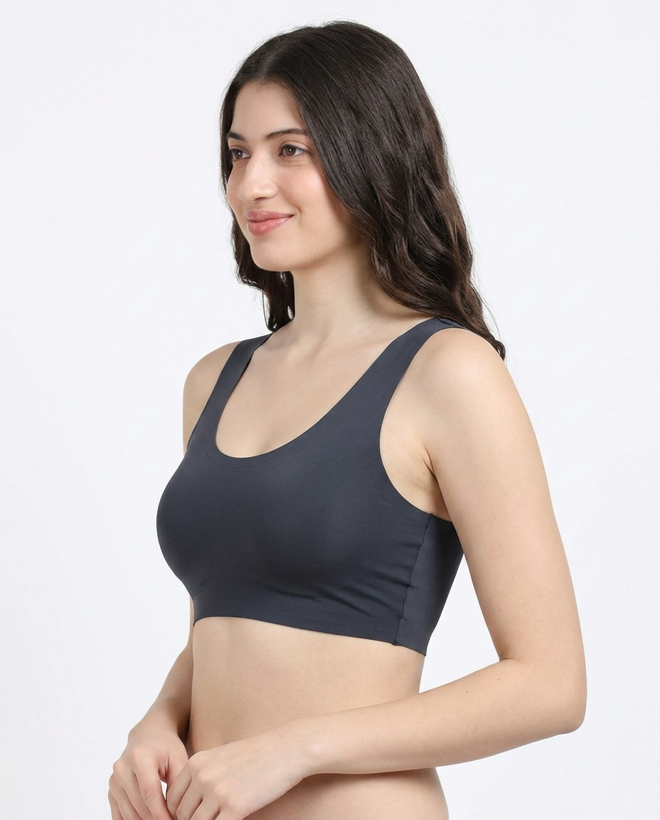 Navy Blue Seamless Sports Bra Top