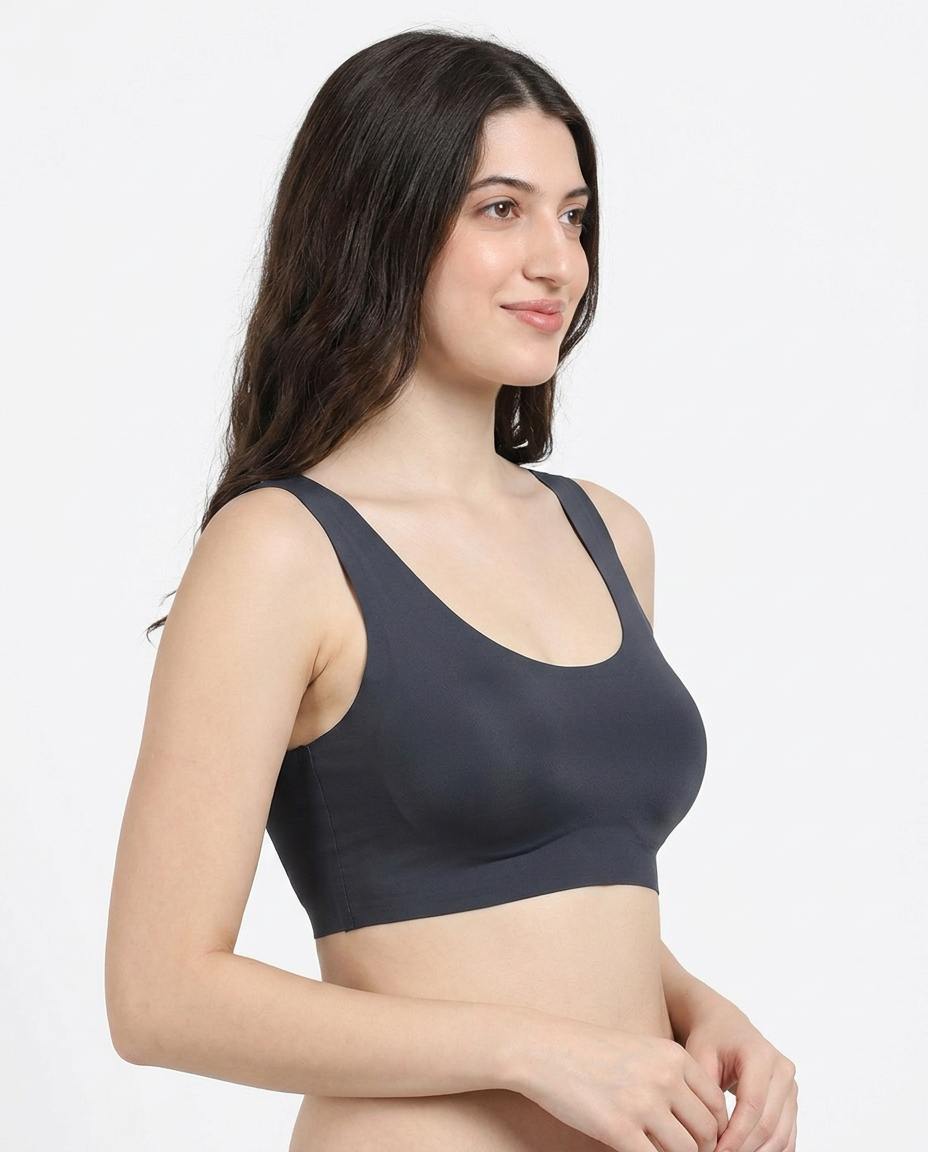 Navy Blue Seamless Sports Bra Top