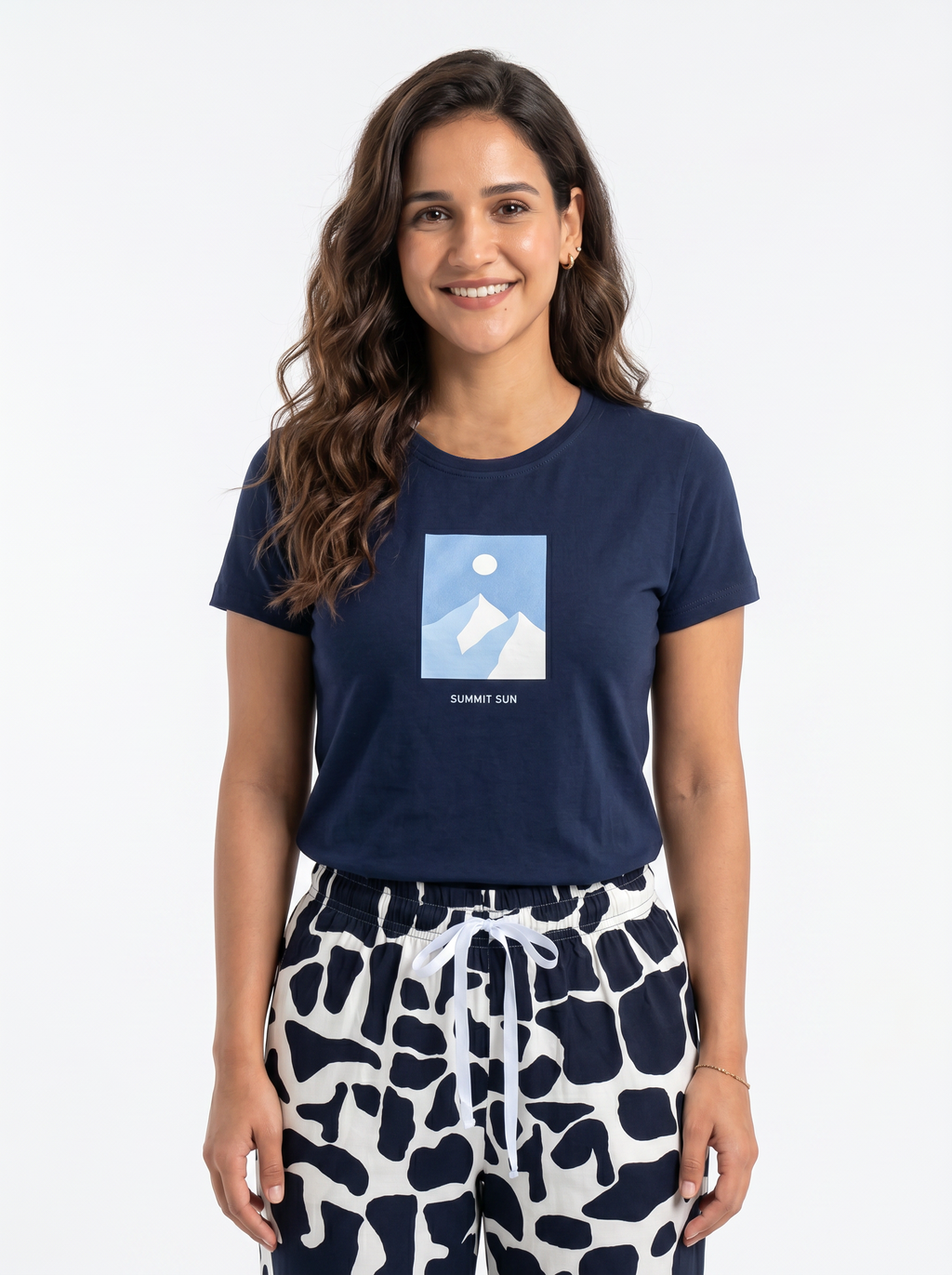 Cotton Top with Pyjama Night Suit - Navy - SS03096B