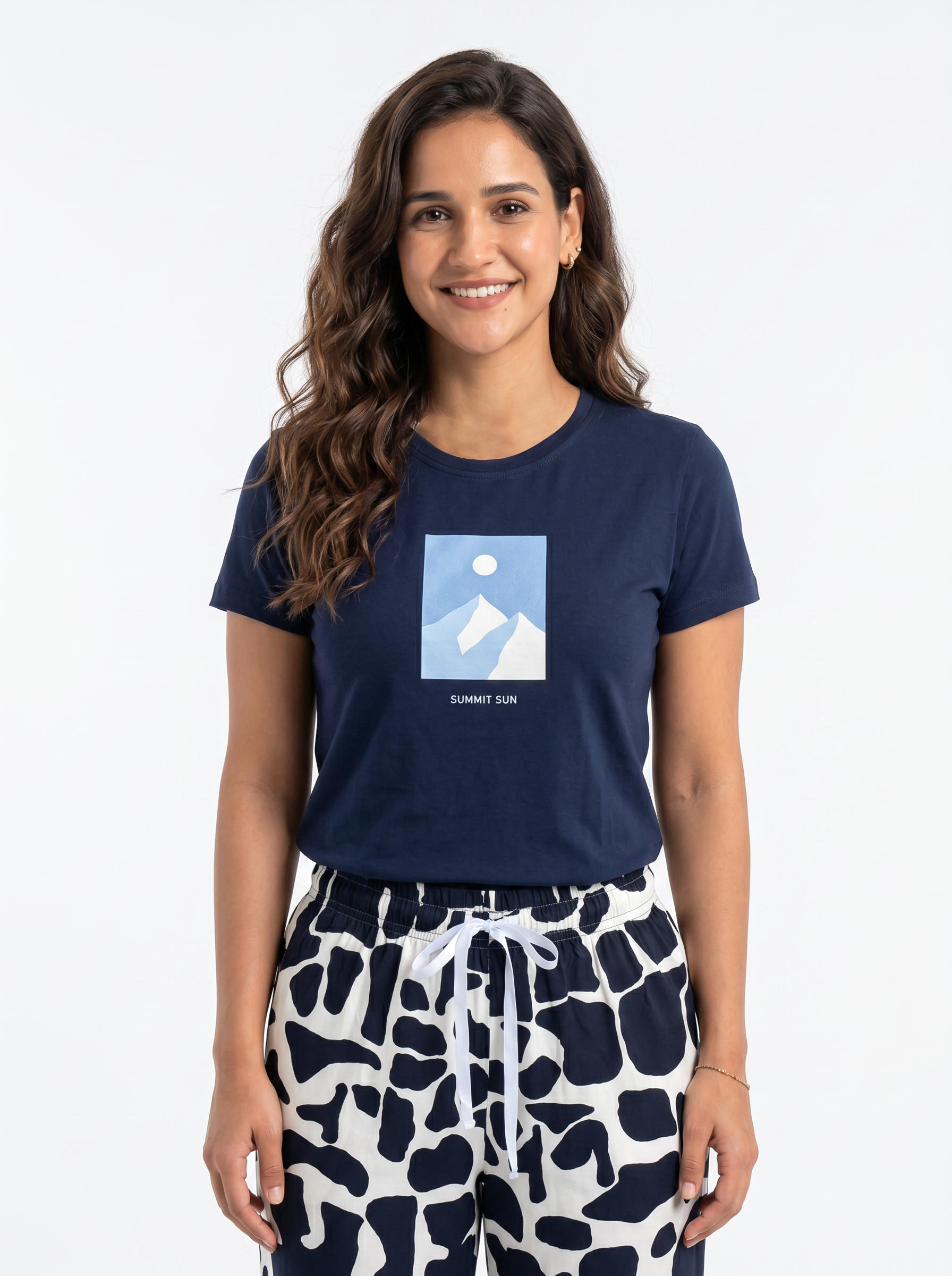 Cotton Top with Pyjama Night Suit - Navy - SS03096B