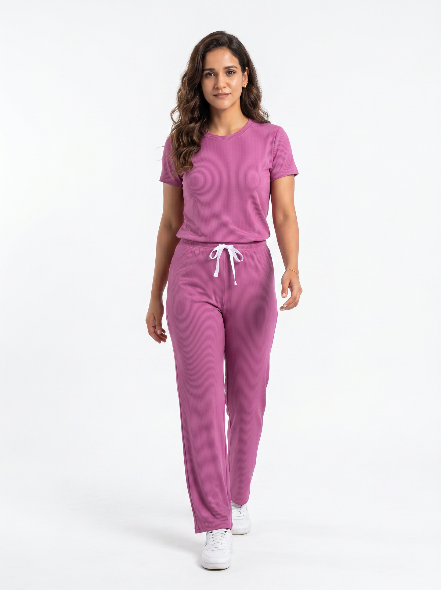 Lycra Co-Ord Set - Rose - 4011