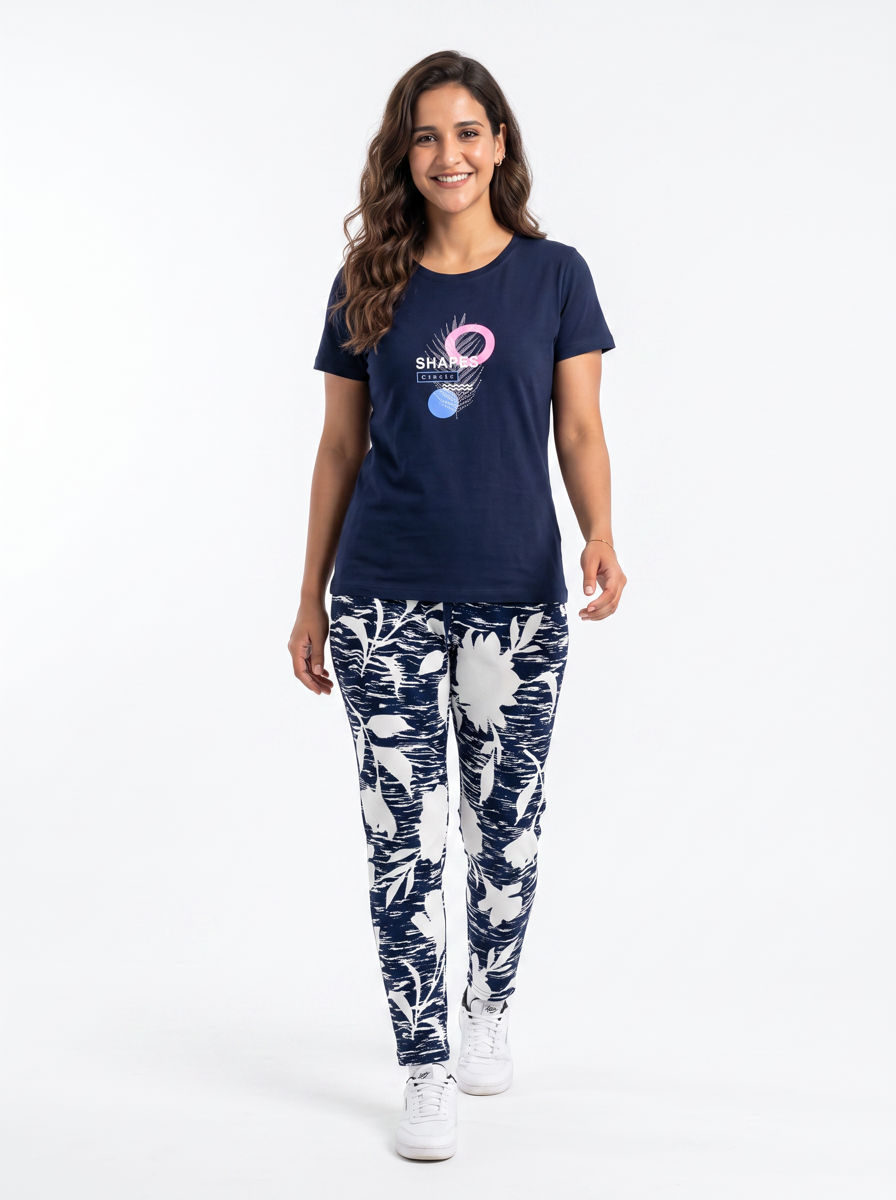 Cotton Top with Pyjama Night Suit - Navy - SS3060B