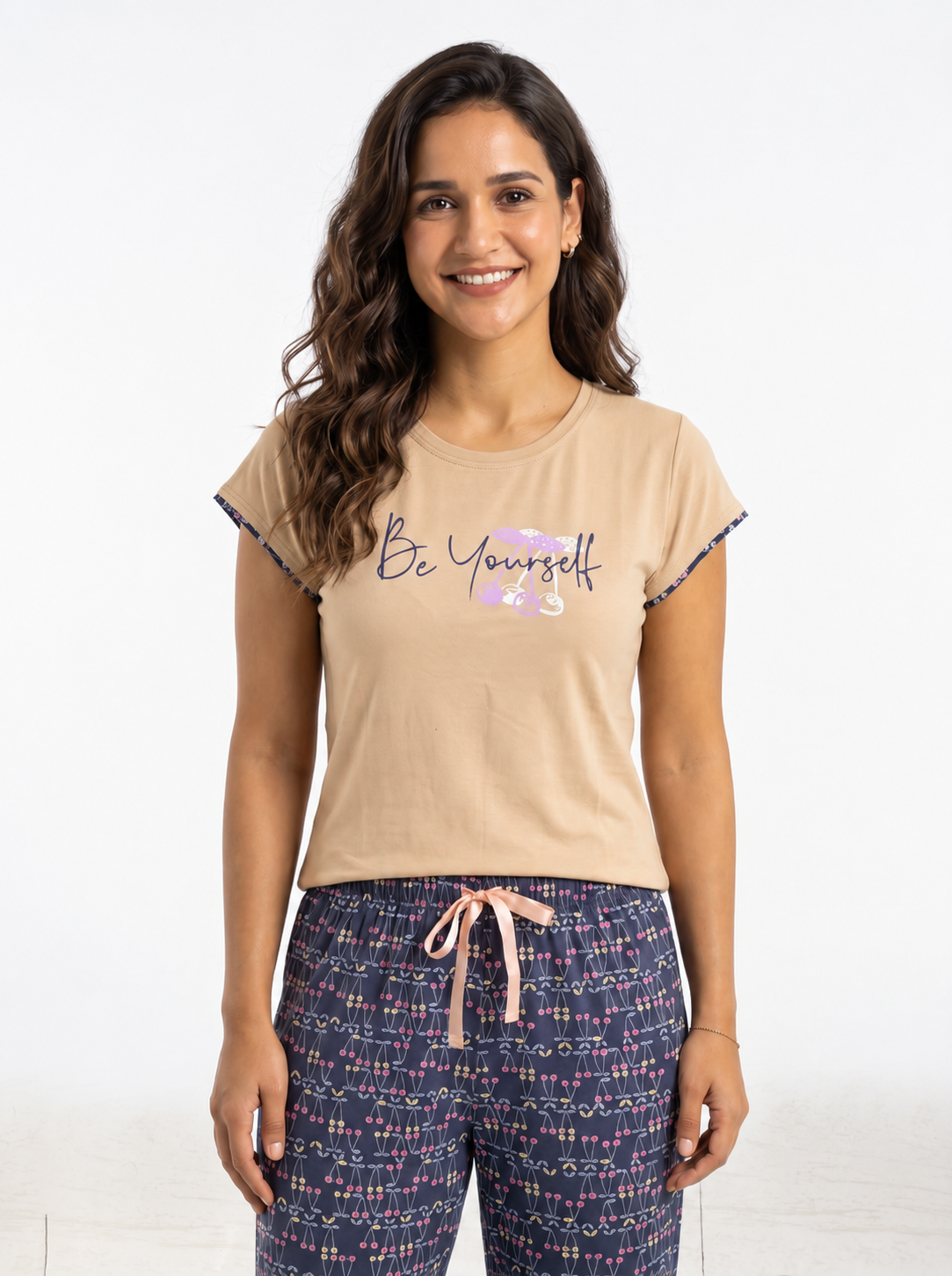 Cotton Top with Pyjama Night Suit - Skin - SS1919