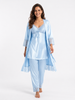 Satin 3-Piece Bridal Night Wear - Sky Blue - 1600B