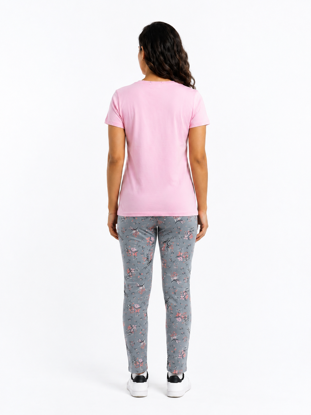 Cotton Top with Pyjama Night Suit - Pink - 5239B