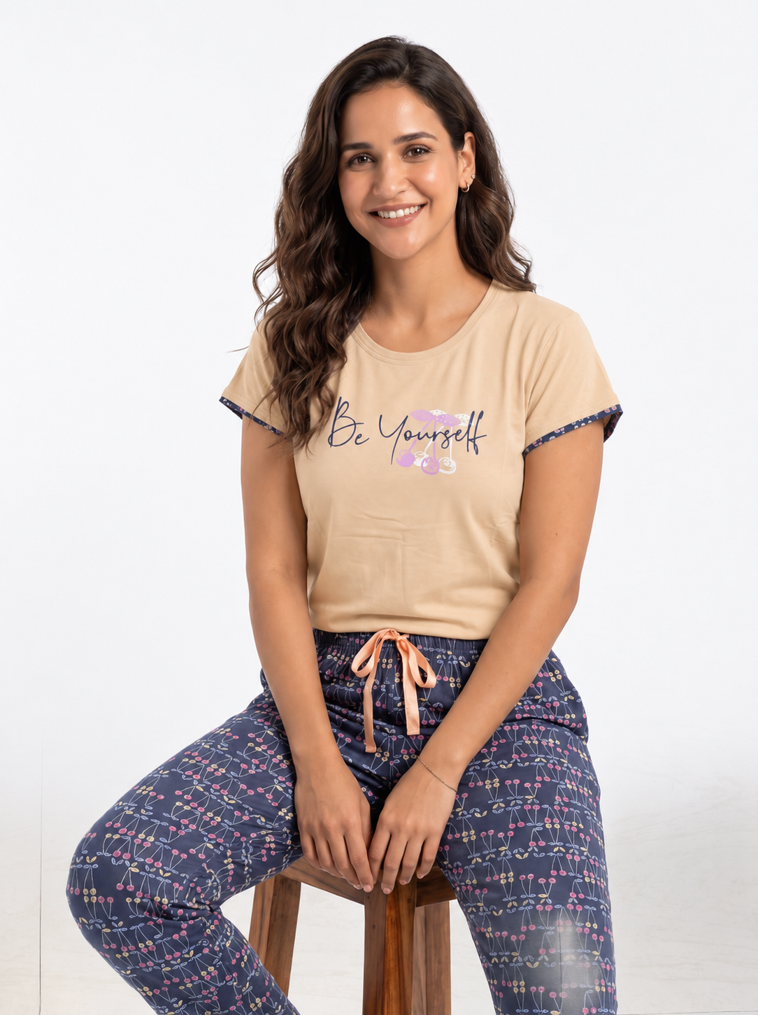 Cotton Top with Pyjama Night Suit - Skin - SS1919