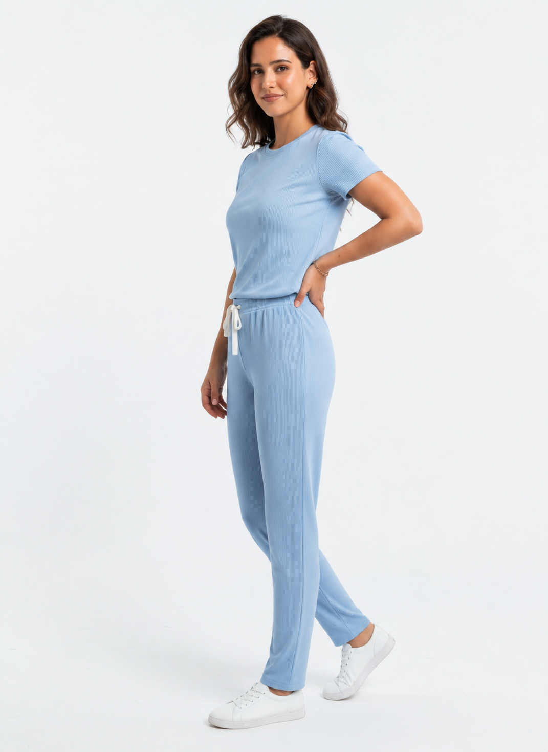 Lycra Co-Ord Set - Sky Blue - 4010
