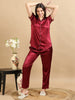 3079I-Satin Top with Pyjama Nightsuit - Red