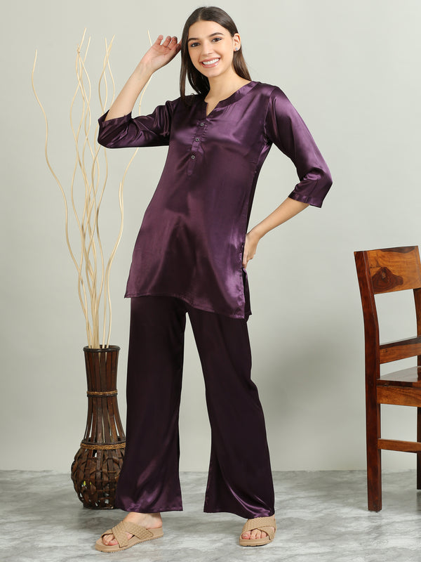 1001G-Satin Co -Ords - Purple