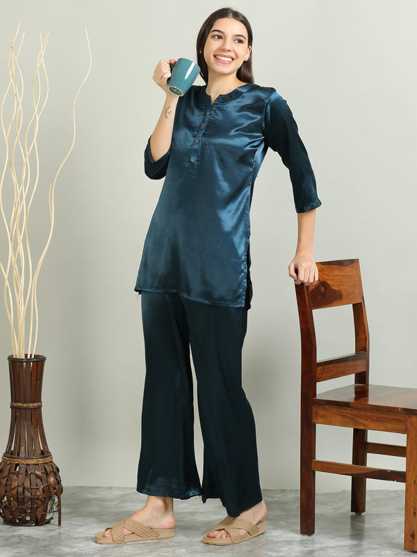 1001B-Satin Co -Ords - Blue