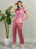 3079C-Satin Top with Pyjama Nightsuit - Light Pink