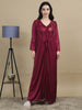 1519J-Satin Long Bridal Night Wear - Maroon