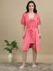 1764C-Satin Short Bridal Night Wear - Pink