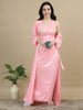 1519A-Satin Long Bridal Night Wear - Pink