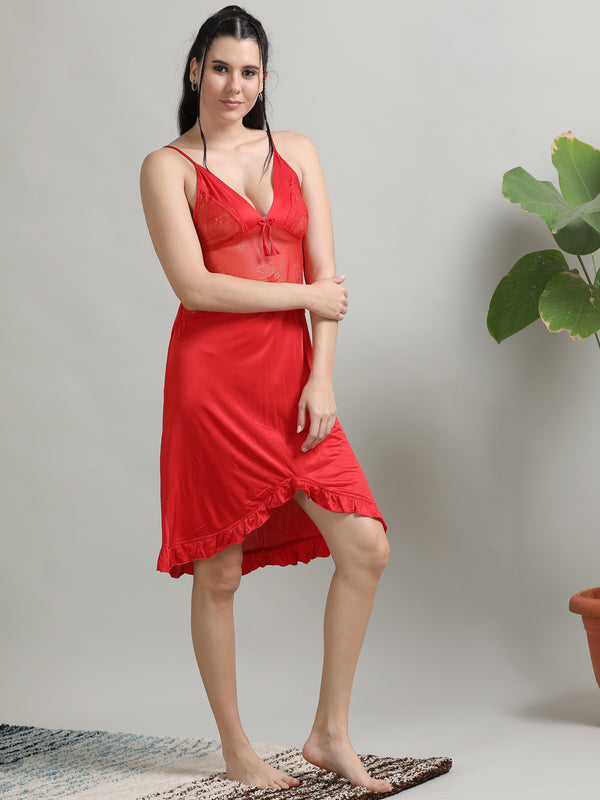 Red Satin Babydoll