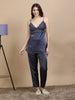 Navy Italian Satin Cord Set 2100 – Women's Lace Top & Bottom